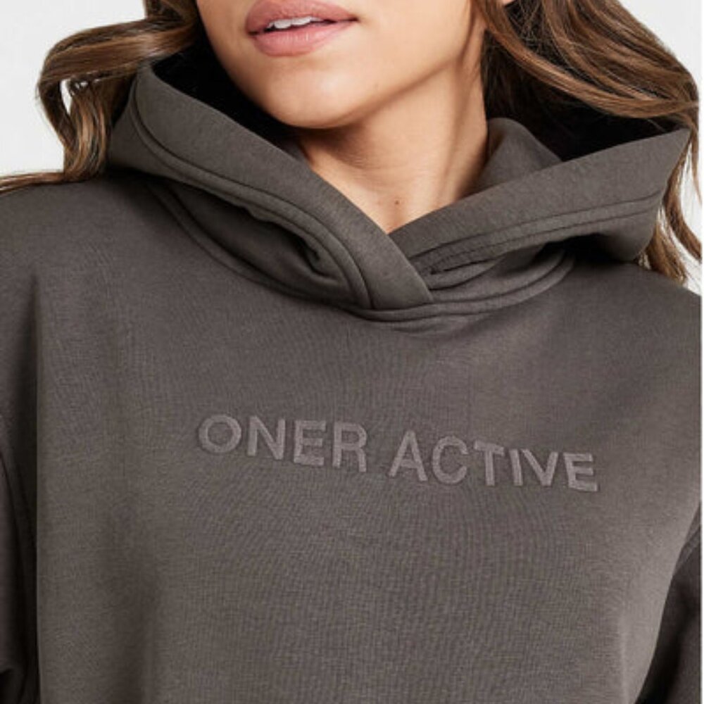 Oner Active Classic Oversized Hoodie in Deep Taupe - Size Medium - Picture 2 of 13